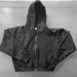 LA Apparel black heavy fleece cropped zip hoodie sz S/M